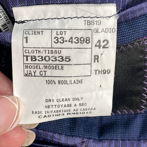 SOLD Ted Baker Jay Trim Fit Wool Suit Set Blazer Jacket Pants Business Blue 42R - Picture 13 of 13